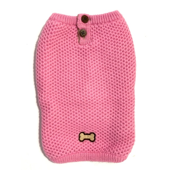 Crewneck Button Up Sweater w/ Dog Bone Appliqué - Picture 6 of 7